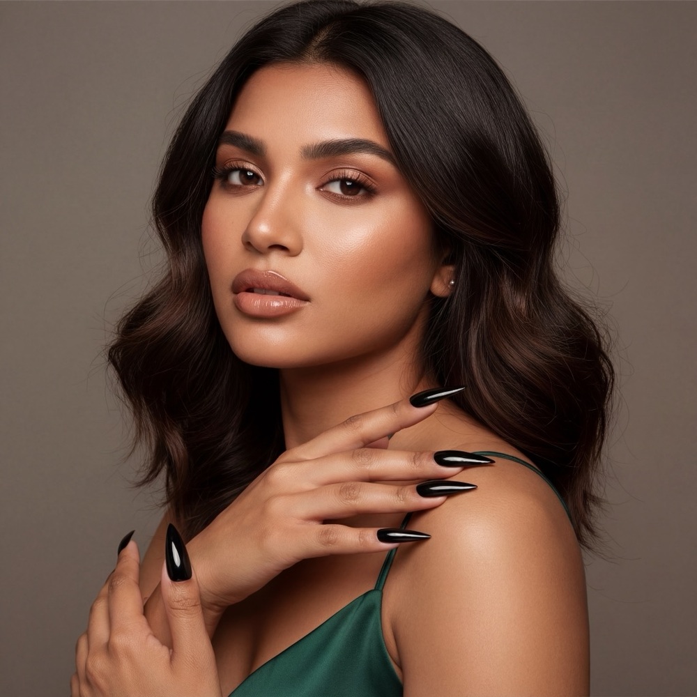 Pitch Black | black | press on nails ( Handmade ) - Picture 8 of 10